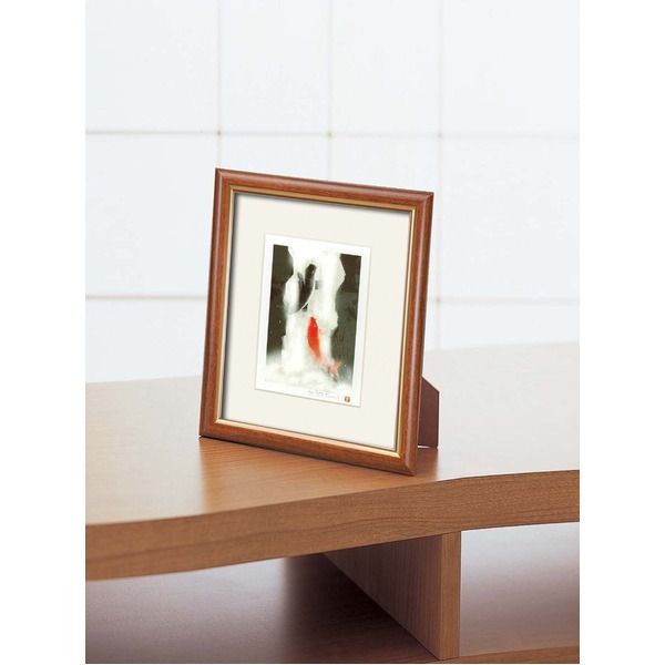 〔 壁掛け 置き型兼用 〕 絵画額 243×293×19〜140mm 吉岡浩太郎 「夫婦滝昇り鯉」 スタンド付き 箱入り 日本製