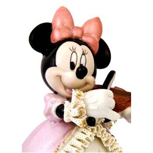 オルゴール/ディズニー陶製レース人形 ミニー 【バイオリン弾き ピンク】 磁器 径13.5×高さ15.5cm 日本製 商品写真2