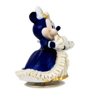 オルゴール/ディズニー陶製レース人形 ミニー 【バイオリン弾き ブルー】 磁器 径13.5×高さ15.5cm 日本製 商品写真3