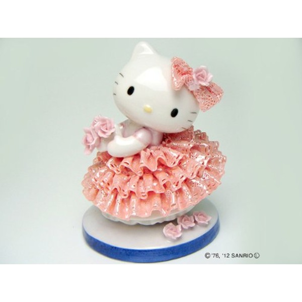 HeLLo Kitty ハローキティ レースドール/陶製人形 【ピンク】 磁器 高さ14×ベース径11cm 日本製【代引不可】