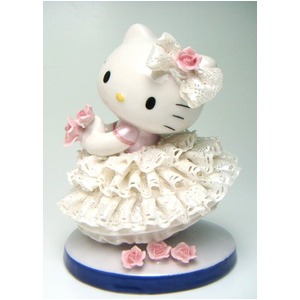 HeLLo Kitty ハローキティ レースドール/陶製人形 【ホワイト】 磁器 高さ14×ベース径11cm 日本製 商品写真2