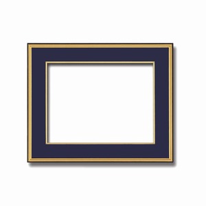 【和額】黒い縁に金色フレーム　日本画額　色紙額　木製フレーム　■黒金　色紙F8サイズ(455×380mm)　紺