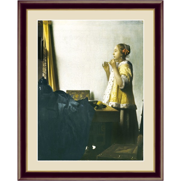 【フェルメールの代表作】謎多き画家 鮮やかな青色 ■ヨハネス・フェルメール（Johannes Vermeer）F4号 真珠のネックレスを持つ少女