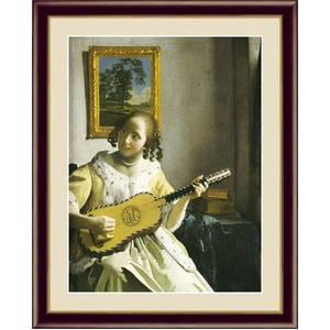 【フェルメールの代表作】謎多き画家 鮮やかな青色 ■ヨハネス・フェルメール（Johannes Vermeer）F4号 ギターを弾く女