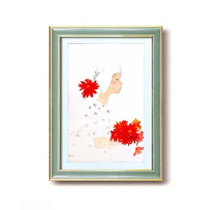 いわさきちひろ絵画額（グリーン） 花束