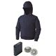 フード付き ワーク空調服/作業着 【ファンカラー：グレー カラー：ダークブルー 5L】 ポリエステル 大容量バッテリー付 撥水 - 縮小画像1