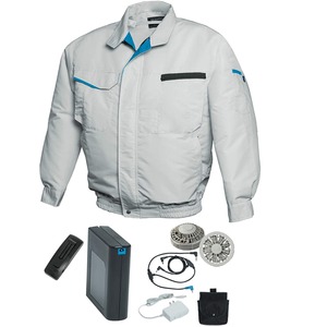 空調服/作業着 【L シルバー シルバーファン】 バッテリーセット 綿・ポリエステル混紡 洗濯耐久性 『FAN FIT FF91810』 - 拡大画像