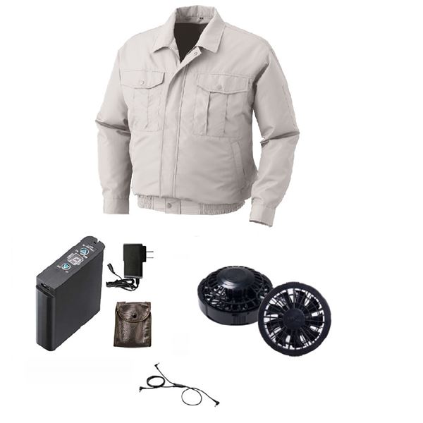 KU90540 空調服 R ポリエステル製長袖ワーク FAN2200B・RD9261・LIPRO2セット シルバー 5L