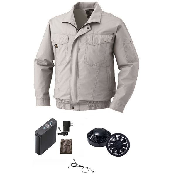 KU91400 空調服 R 綿薄手 タチエリ FAN2200B・RD9261・LIPRO2セット シルバー XL