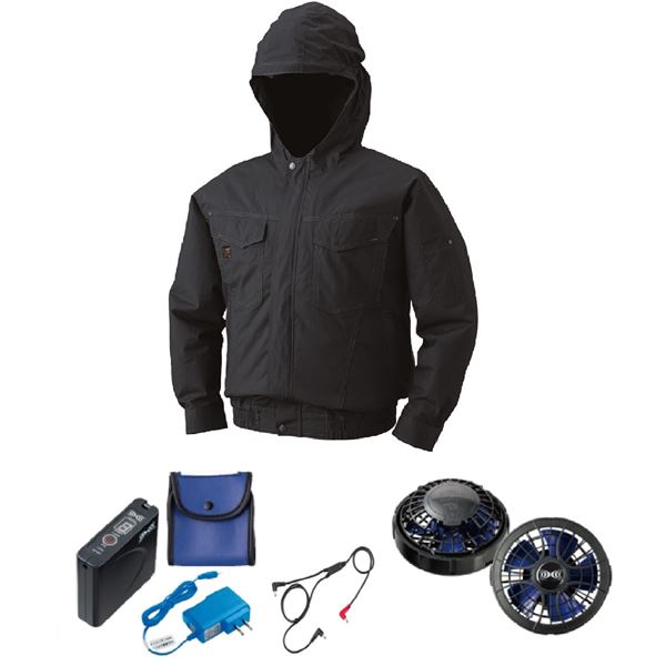 KU91410 空調服 R 綿薄手フード付 FAN2400SPBB・RD9261・LISUPER1セット チャコール 4L