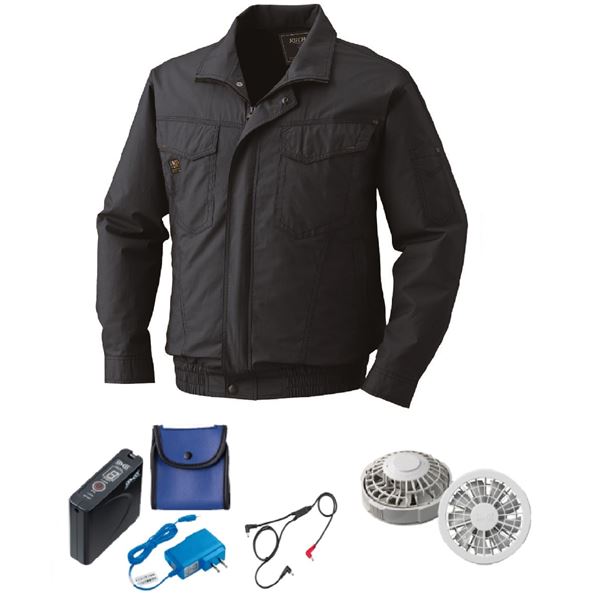 KU91400 空調服 R 綿薄手 タチエリ FAN2200G・RD9261・LISUPER1セット チャコール 3L