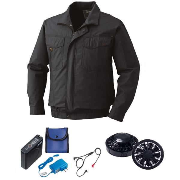 KU91400 空調服 R 綿薄手 タチエリ FAN2200B・RD9261・LISUPER1セット チャコール 3L