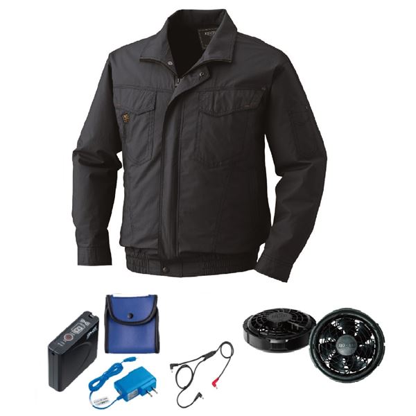 KU91400 空調服 R 綿薄手 タチエリ FAN2300B・RD9261・LISUPER1セット チャコール 3L