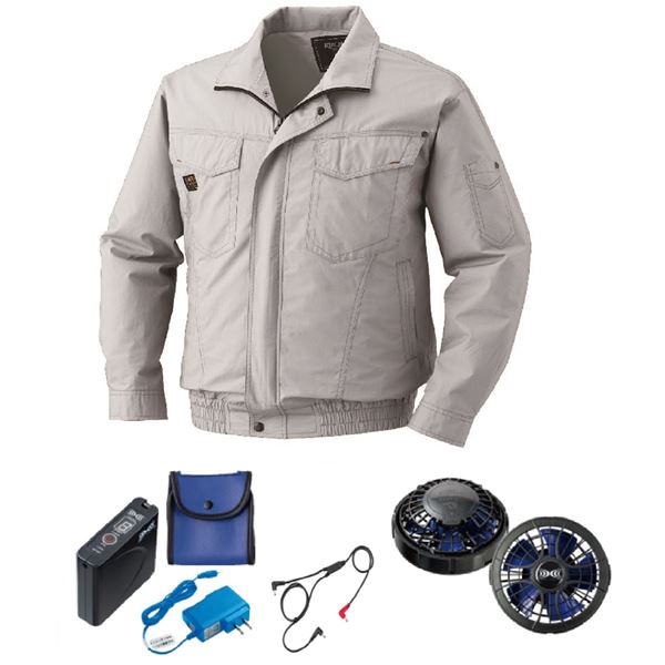 KU91400 空調服 R 綿薄手 タチエリ FAN2400SPBB・RD9261・LISUPER1セット シルバー 3L