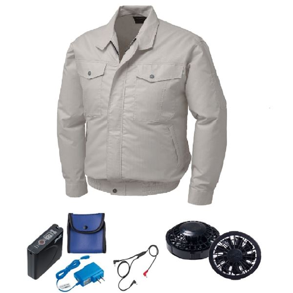 KU91710 空調服 R 綿・ポリ混紡 制電 FAN2200B・RD9261・LISUPER1セット シルバー LL