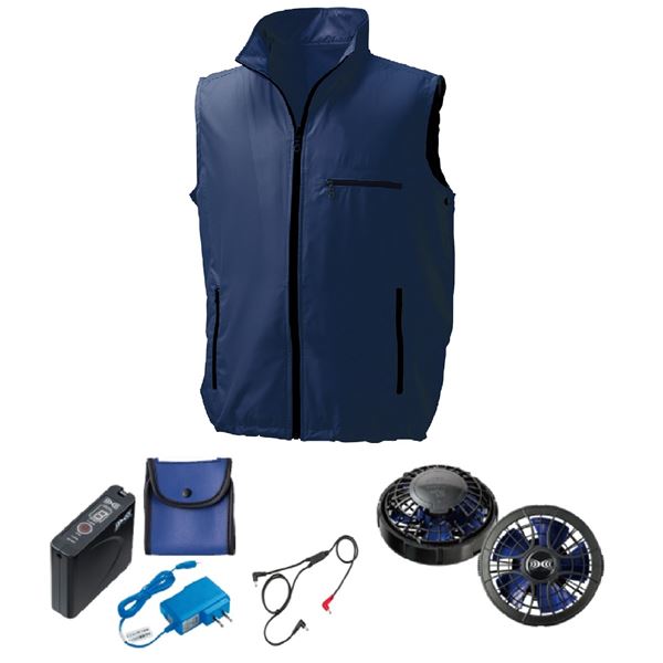 KU91830 空調服 R ポリエステル製 ベスト FAN2400SPBB・RD9261・LISUPER1セット ネイビー M