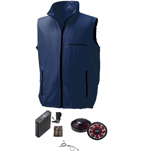 KU91830 空調服 R ポリエステル製 ベスト FAN2200BR・RD9261・LIPRO2セット ネイビー L