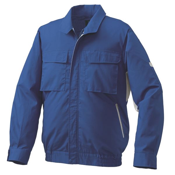 KU91910 空調服 R 綿・ポリ混紡 脇下マチ付きII 服のみ ブルー×シルバー 5L