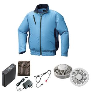 KU92010 空調服 R ポリエステル製 カジュアル FAN2200G・RD9261・LIPRO2セット ライトブルー×ダークネイビー 5L