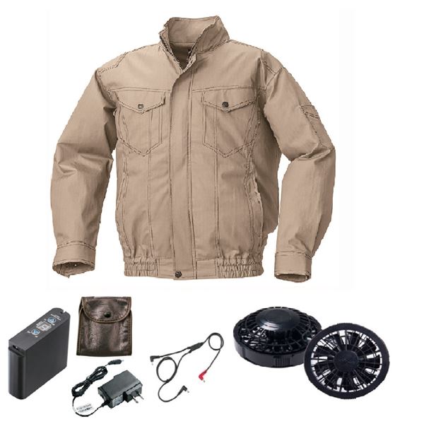 KU92040 空調服 R 綿 ヘリンボーン FAN2200B・RD9261・LIPRO2セット ベージュ 5L