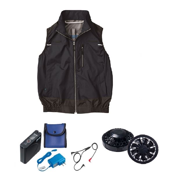 KU92120 空調服 R ポリエステル製 遮熱フルハーネス仕様ベスト FAN2200B・RD9261・LISUPER1セット ダークブルー LL