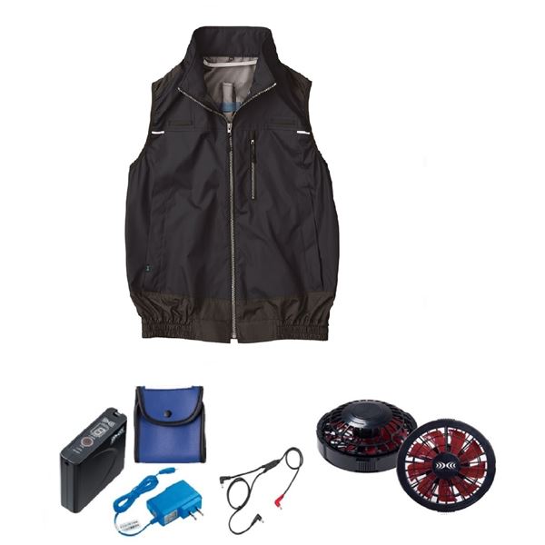 KU92120 空調服 R ポリエステル製 遮熱フルハーネス仕様ベスト FAN2200BR・RD9261・LISUPER1セット ダークブルー M