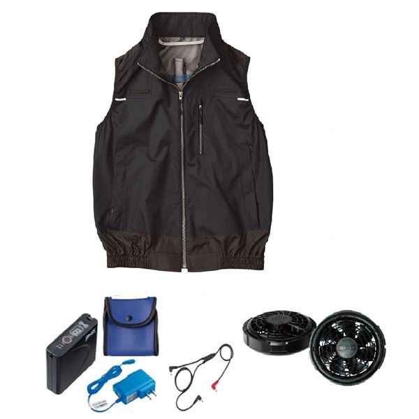 KU92120 空調服 R ポリエステル製 遮熱フルハーネス仕様ベスト FAN2300B・RD9261・LISUPER1セット ダークブルー L