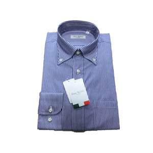 イタリア製コットンドレスシャツ　ブルーストライプ大　M 商品写真2