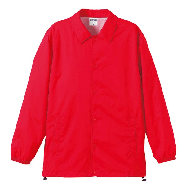 撥水防風加工裏地起毛付コーチジャケット レッド M