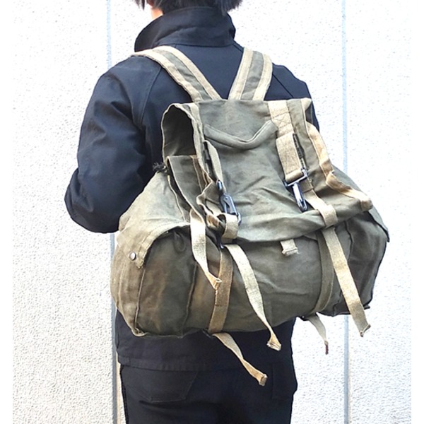 イタリア軍 放出AF麻キャンパスリュックサック【中古】