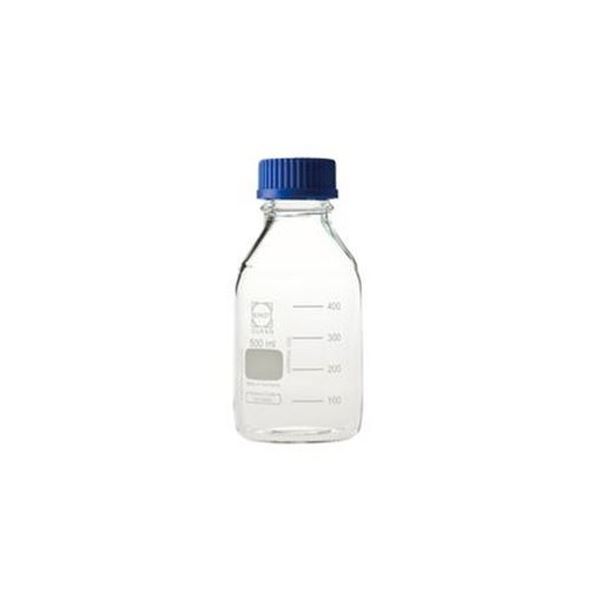 （まとめ）DURAN ねじ口瓶 500mL 青CAP付 【×5セット】