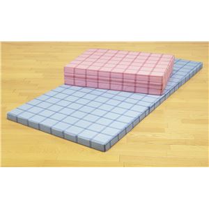 腰を支える3つ折り格子柄バランスマットレス シングル ピンク×ブルー2色組 - 拡大画像