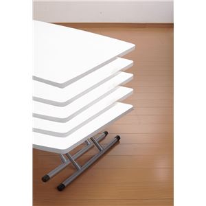 木製昇降式フリーテーブル ホワイト 商品写真5