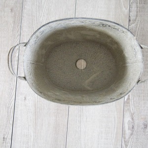 ブリキ製植木鉢 ウーノ リーフオーバル 30.5x22x16cm 穴有り 2個入り 商品写真3
