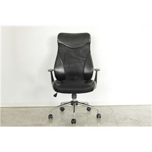 昇降式 オフィスチェア/デスクチェア 【ブラック】 幅63cm キャスター 肘付き 合皮/合成皮革 通気性 『カイノス』 【組立品】【代引不可】