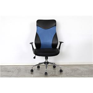 昇降式 オフィスチェア/デスクチェア 【ブルー】 幅63cm キャスター 肘付き 合皮/合成皮革 通気性 『カイノス』 【組立品】【代引不可】