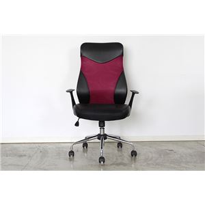 昇降式 オフィスチェア/デスクチェア 【レッド】 幅63cm キャスター 肘付き 合皮/合成皮革 通気性 『カイノス』 【組立品】【代引不可】