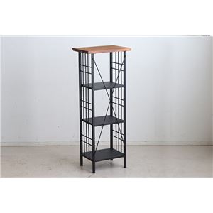 和モダン スリムシェルフ/収納棚 【幅46cm】 ブラウン スチール 『カシュウ』 【組立品】 〔リビング ダイニング〕【代引不可】