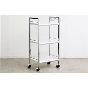 スリムワゴン/サイドチェスト 【幅38cm ホワイト】 スチール キャスター ストッパー付き 『ファイン』 【組立品】 〔リビング〕【代引不可】