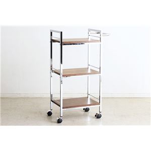 スリムワゴン/サイドチェスト 【幅38cm ブラウン】 スチール キャスター ストッパー付き 『ファイン』 【組立品】 〔リビング〕【代引不可】