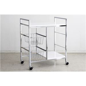 ワイドワゴン/サイドチェスト 【幅60cm ホワイト】 スチール キャスター ストッパー付き 『ファイン』 【組立品】 〔リビング〕【代引不可】