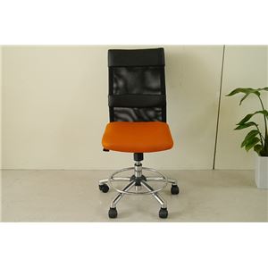 オフィスチェア/デスクチェア 【オレンジ】 幅55cm スチール キャスター 通気性 メッシュ 『リトル』 〔会社 書斎〕 【組立品】【代引不可】