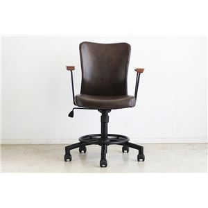 オフィスチェア/デスクチェア 【ブラウン】 幅59cm スチール キャスター 木製肘付き 『ルティ』 〔会社 書斎〕 【組立品】【代引不可】