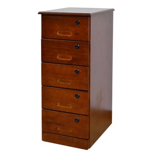 天然木 桐 カギ付きプライバシーチェスト 5段 OSK-K025-R【完成品】