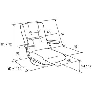 ハイバック回転座椅子(リクライニングチェア) 肘付き/ポンプ肘式 日本製 グリーン 【完成品】 商品写真2