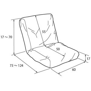 帆布ソファ(リクライニングチェア/フロアチェア) 低反発 座面高17cm 『HANPU』 洗えるカバー カーキ 商品写真5