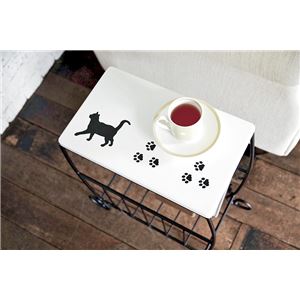 猫のサイドテーブル/ミニテーブル 【幅46cm】 スチールフレーム 収納棚付き 【完成品】 商品写真2