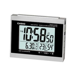 温度・湿度計付き電波置き時計(置時計/卓上時計) ダブルアラーム/スヌーズ機能/LEDライト付き DQD-710J-8JF 商品写真