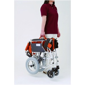 介助式折りたたみ車椅子 ミニポン/オレンジ アルミ製 軽量コンパクトタイプ 【MIWA】 ミワ HTB-12 商品写真3