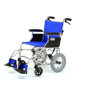 介助式折りたたみ車椅子 ミニポン/ブルー(青) アルミ製 軽量コンパクトタイプ 【MIWA】 ミワ HTB-12 商品写真1